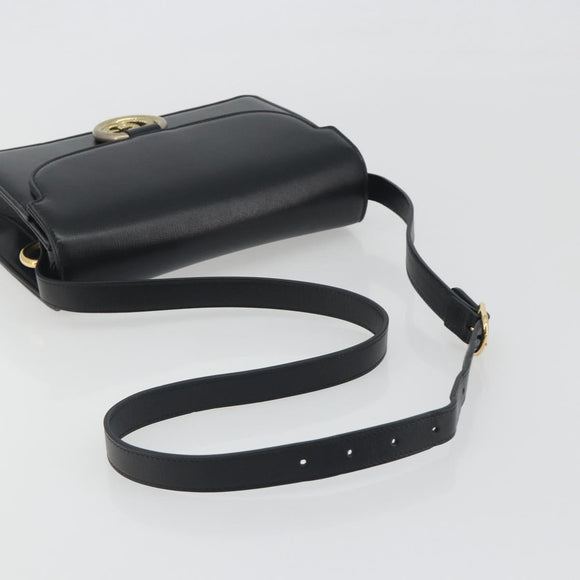 GUCCI Shoulder Bag Leather Black Gold 589474 Auth mr2812