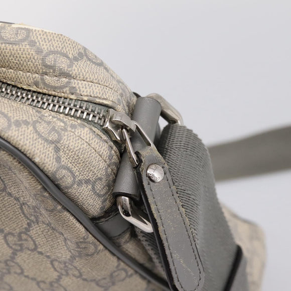 GUCCI GG Supreme Shoulder Bag PVC Beige Silver 201448 Auth mr2814