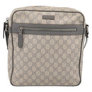 GUCCI GG Supreme Shoulder Bag PVC Beige Silver 201448 Auth mr2814-13