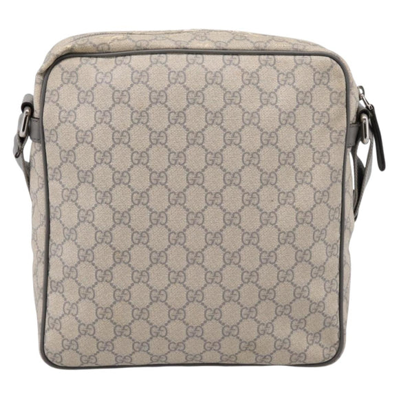GUCCI GG Supreme Shoulder Bag PVC Beige Silver 201448 Auth mr2814