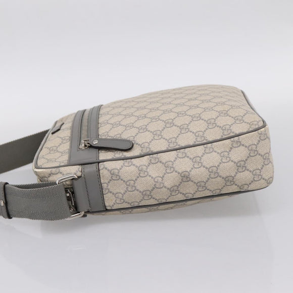 GUCCI GG Supreme Shoulder Bag PVC Beige Silver 201448 Auth mr2814