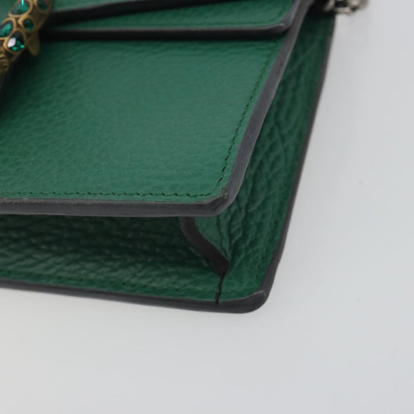 GUCCI Duonisos Shoulder Bag Leather Green Gold 476432 Auth mr2815