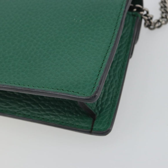 GUCCI Duonisos Shoulder Bag Leather Green Gold 476432 Auth mr2815