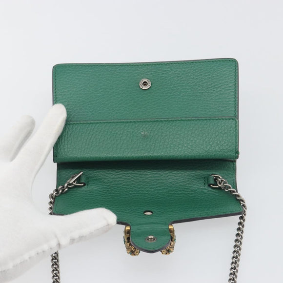 GUCCI Duonisos Shoulder Bag Leather Green Gold 476432 Auth mr2815