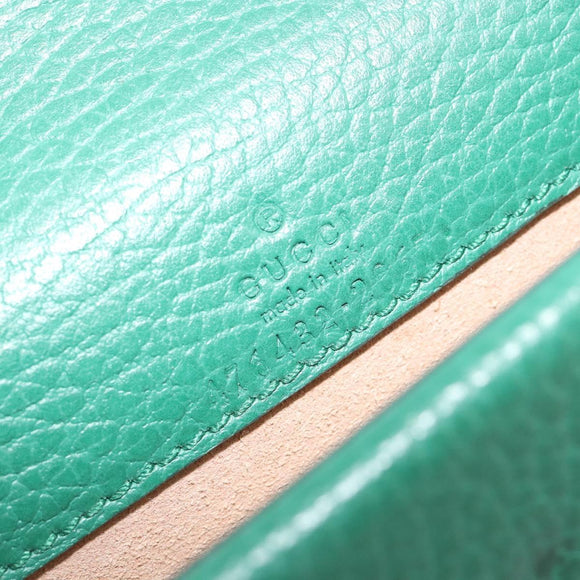 GUCCI Duonisos Shoulder Bag Leather Green Gold 476432 Auth mr2815