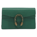 GUCCI Duonisos Shoulder Bag Leather Green Gold 476432 Auth mr2815-2