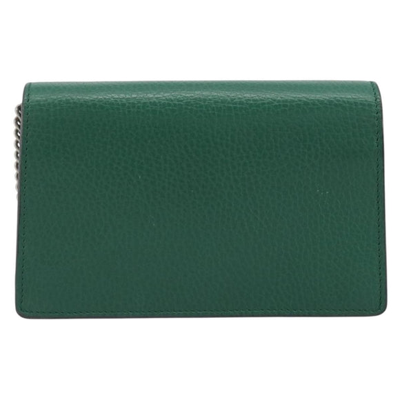 GUCCI Duonisos Shoulder Bag Leather Green Gold 476432 Auth mr2815