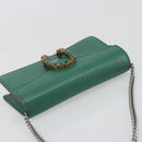 GUCCI Duonisos Shoulder Bag Leather Green Gold 476432 Auth mr2815-6