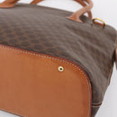 CELINE Macadam Canvas Hand Bag PVC Leather Brown Gold Auth mr2818-9