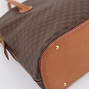 CELINE Macadam Canvas Hand Bag PVC Leather Brown Gold Auth mr2818-14