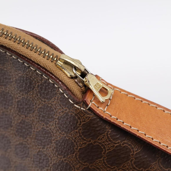 CELINE Macadam Canvas Hand Bag PVC Leather Brown Gold Auth mr2818