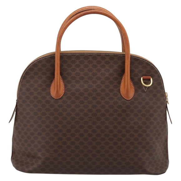 CELINE Macadam Canvas Hand Bag PVC Leather Brown Gold Auth mr2818