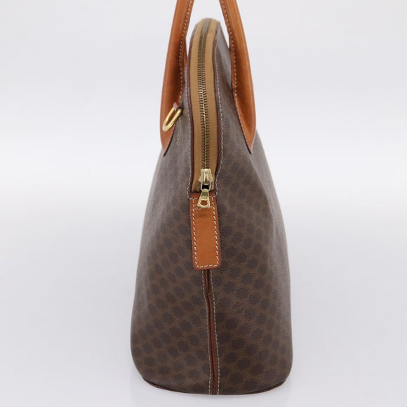 CELINE Macadam Canvas Hand Bag PVC Leather Brown Gold Auth mr2818