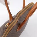 CELINE Macadam Canvas Hand Bag PVC Leather Brown Gold Auth mr2818-6