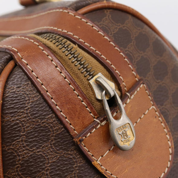 CELINE Macadam Canvas Hand Bag PVC Leather Brown Gold Auth mr2819