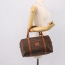 CELINE Macadam Canvas Hand Bag PVC Leather Brown Gold Auth mr2819-22