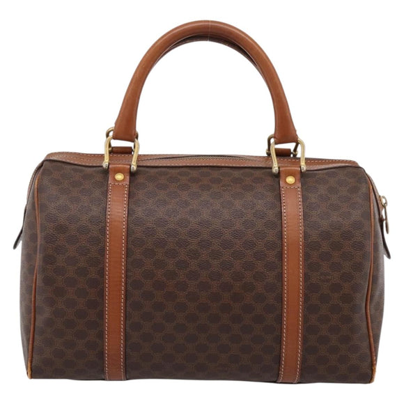 CELINE Macadam Canvas Hand Bag PVC Leather Brown Gold Auth mr2819
