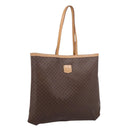 CELINE Macadam Canvas Tote Bag PVC Leather Brown Gold Auth mr2820-1