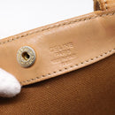 CELINE Macadam Canvas Tote Bag PVC Leather Brown Gold Auth mr2820-12