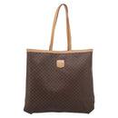 CELINE Macadam Canvas Tote Bag PVC Leather Brown Gold Auth mr2820-13