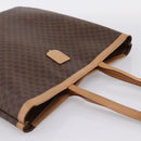 CELINE Macadam Canvas Tote Bag PVC Leather Brown Gold Auth mr2820-6