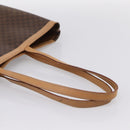 CELINE Macadam Canvas Tote Bag PVC Leather Brown Gold Auth mr2820-7