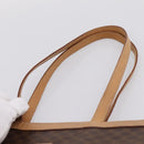 CELINE Macadam Canvas Tote Bag PVC Leather Brown Gold Auth mr2820-8