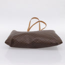 CELINE Macadam Canvas Tote Bag PVC Leather Brown Gold Auth mr2820-5