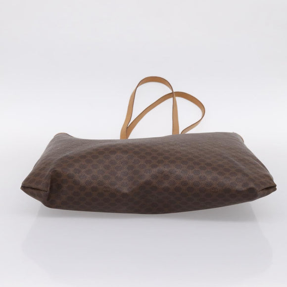 CELINE Macadam Canvas Tote Bag PVC Leather Brown Gold Auth mr2820