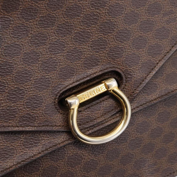 CELINE Macadam Canvas Hand Bag PVC Leather Brown Gold Auth mr2822