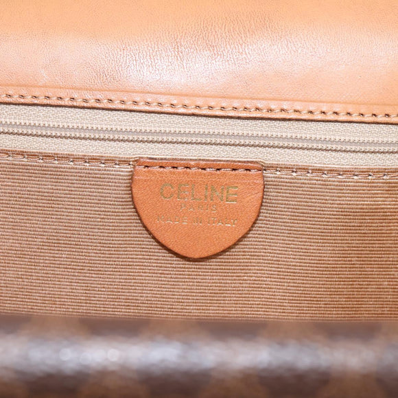CELINE Macadam Canvas Hand Bag PVC Leather Brown Gold Auth mr2822