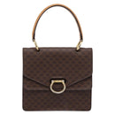 CELINE Macadam Canvas Hand Bag PVC Leather Brown Gold Auth mr2822-2