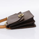 CELINE Macadam Canvas Hand Bag PVC Leather Brown Gold Auth mr2822-4