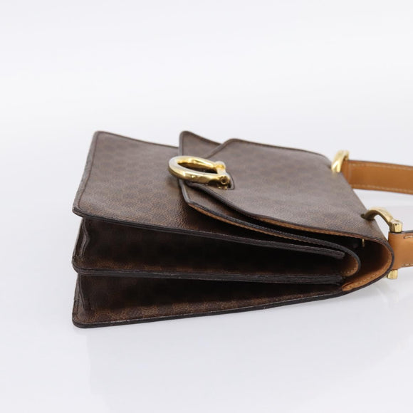 CELINE Macadam Canvas Hand Bag PVC Leather Brown Gold Auth mr2822