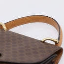 CELINE Macadam Canvas Hand Bag PVC Leather Brown Gold Auth mr2822-8