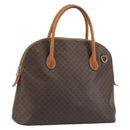 CELINE Macadam Canvas Hand Bag PVC Leather Brown Gold Auth mr2823-1