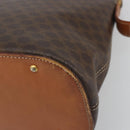 CELINE Macadam Canvas Hand Bag PVC Leather Brown Gold Auth mr2823-9