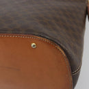 CELINE Macadam Canvas Hand Bag PVC Leather Brown Gold Auth mr2823-15