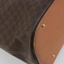 CELINE Macadam Canvas Hand Bag PVC Leather Brown Gold Auth mr2823-16