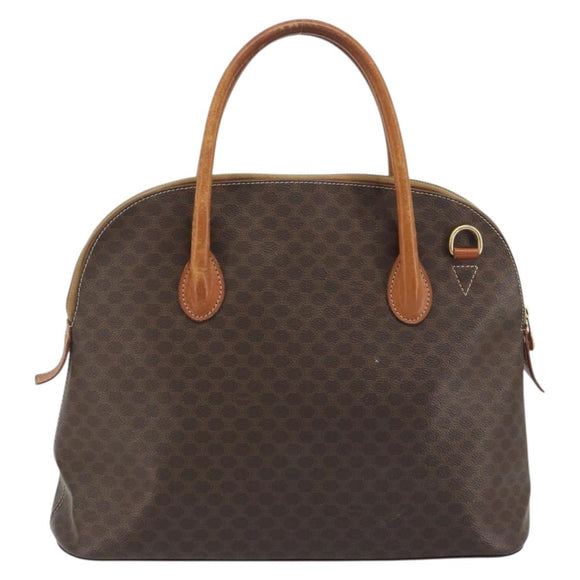 CELINE Macadam Canvas Hand Bag PVC Leather Brown Gold Auth mr2823
