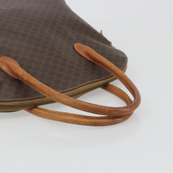 CELINE Macadam Canvas Hand Bag PVC Leather Brown Gold Auth mr2823