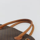 CELINE Macadam Canvas Hand Bag PVC Leather Brown Gold Auth mr2823-8