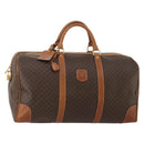 CELINE Macadam Canvas Boston Bag PVC Leather Brown Gold Auth mr2824-1