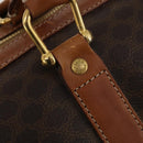 CELINE Macadam Canvas Boston Bag PVC Leather Brown Gold Auth mr2824-14