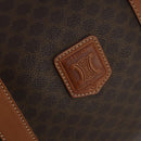 CELINE Macadam Canvas Boston Bag PVC Leather Brown Gold Auth mr2824-15