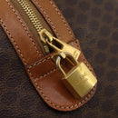 CELINE Macadam Canvas Boston Bag PVC Leather Brown Gold Auth mr2824-18