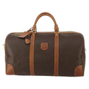 CELINE Macadam Canvas Boston Bag PVC Leather Brown Gold Auth mr2824-2