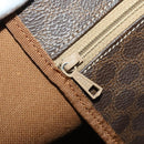 CELINE Macadam Canvas Boston Bag PVC Leather Brown Gold Auth mr2824-23