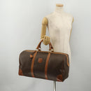 CELINE Macadam Canvas Boston Bag PVC Leather Brown Gold Auth mr2824-25