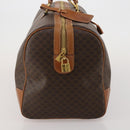 CELINE Macadam Canvas Boston Bag PVC Leather Brown Gold Auth mr2824-5
